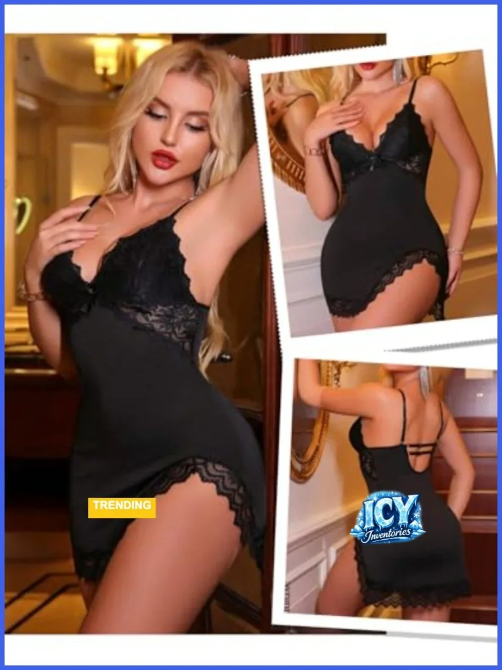 Women's Sexy Lace Nightgown Modal Lingerie Chemise Sleepwear Babydoll